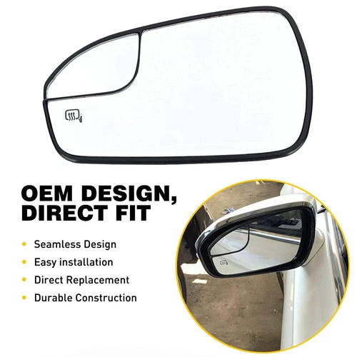 for 2013-2020 Ford Fusion Driver Side Left Rear View Mirror Glass Heated