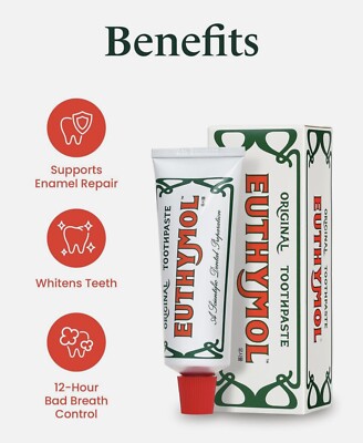 EUTHYMOL Original Toothpaste for Sensitive Teeth/Gum/Bad Breath (75ml, 3pack)