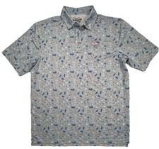STRAIGHT DOWN Mens L Cocktail Print Golf Polo Performance Stretch Preppy Resort