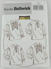 Butterick B4486 Men's Poet Pirate Shirt Pattern Renaissance Faire Size XL-XXL