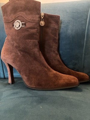 Gianni Versace - Brown Suede- Ankle Heeled Boots Size 36.5 EUR