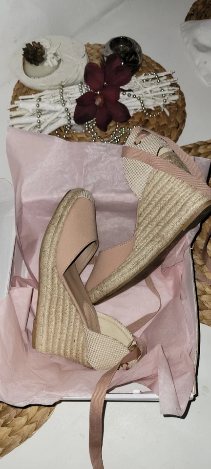 2x Espadrilles Wedges Set Gr.40 NUDE-ROSA + SCHWARZ LONDON Rebel SCHNÜRUNG - Bild 1 von 4