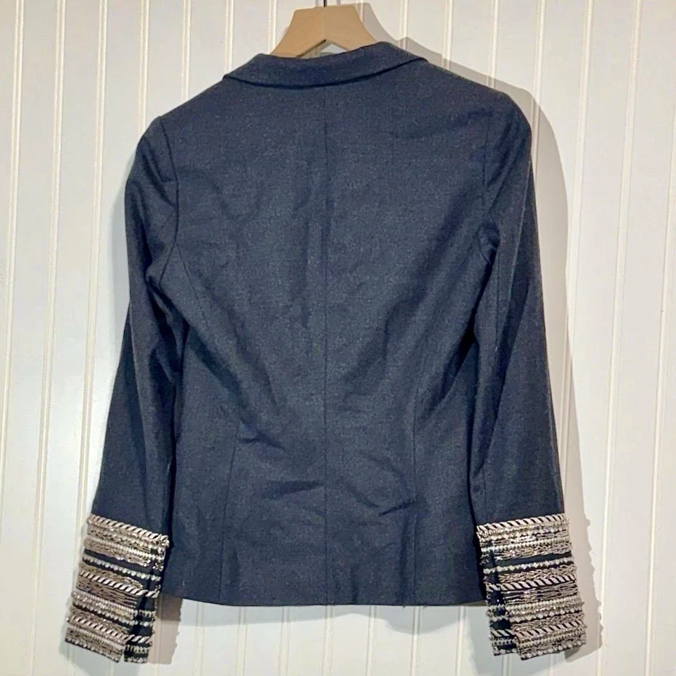 Chaqueta Blazer de Lana Elizabeth and James Talla 2 Borde de Cadena Militar Oscura Academia Foto 2 de 4