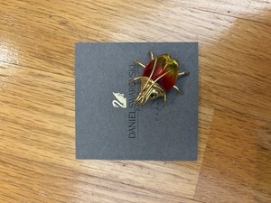 Authentic Daniel Swarovski Crystal Beetle Magnetic Pin - Sterling Silver Gold Plated