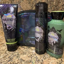 New! Bath & Body Works Maleficent Fragrance, Body Wash, Body Cream & Makeup Bag