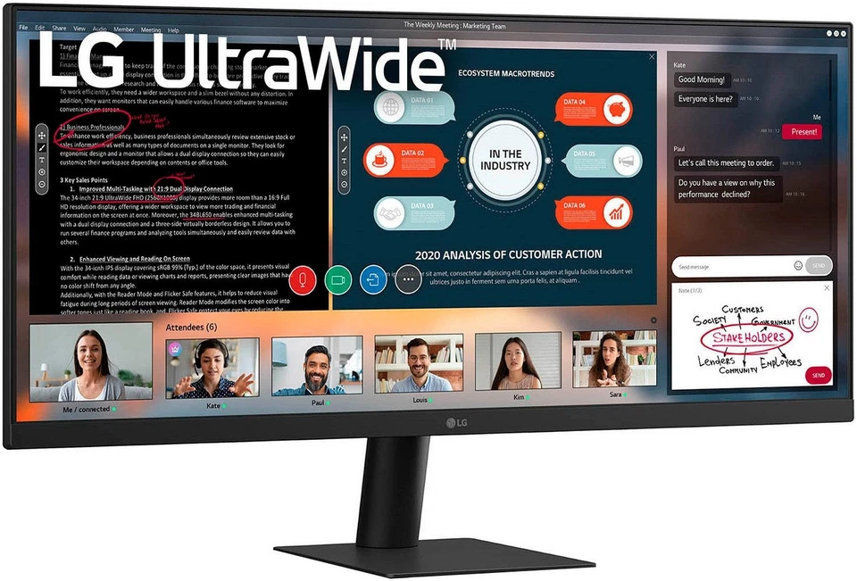 LG LCD-Monitor UltraWide 29U511A 29Zoll IPS-Display 100Hz 21:9 schwarz B-WARE - Bild 2 von 4