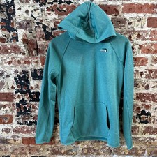 North Face Womens Medium Blue/Green logo Hoodie Sweatshirt Pullover Outdoor