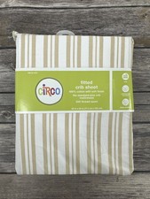 Circo Fitted Crib Sheet 100 Cotton 200 Thread Count 28x52 White Striped