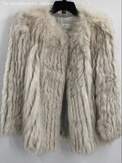 Dittrich Rich Furs Womens Cream Brown Long Sleeve Open Front Winter Coat Size S