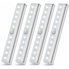 Wireless Under Cabinet Lighting LED Motion Sensor Battery Operated Closet 4pack