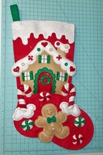 Bucilla 18" GINGERBREAD HOUSE Felt Applique Christmas Stocking 85102 - FINISHED