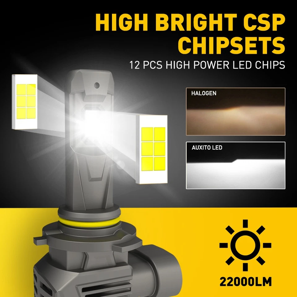 4x 9005+H11 White High Low Beam Headlight LED Bulbs for 2011-2017 RAM 1500 2500 - Image 3 of 4