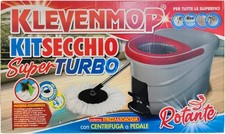 Kit Secchio Rotante Super Turbo con Centrifuga a Pedale, Mop Mocio Lava Paviment