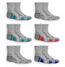 Fruit of the Loom boys 6-pair Half Cushion Ankle Socks Medium, Grey