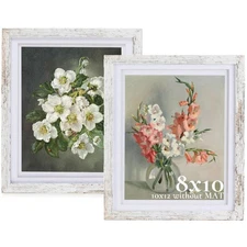8x10 Picture Frame for Wall: Double Floating Mat - White Picture Frames for T...