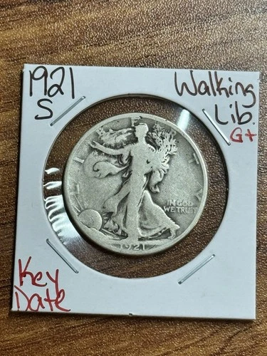 1921 S Walking Liberty Silver Half Dollar G+ Good Key Date 50c Coin (Raw14483)