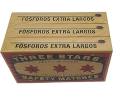 Swedish Match Three Stars Extra Long Safety Matches 3 Packs of 45 Strike each PK
