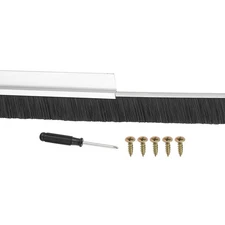 Door Brush Sweeps 0.39" x 47.24", Door Sweep for Bottom of Door, Silver/Black