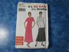 SIMPLICITY MISSES SO EASY PATTERN 9277 Below Hip Top~ Flowy Mid Calf Skirt XS-XL