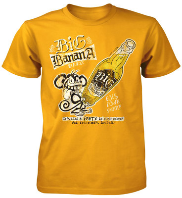 Big Banana Beer Goes Down Smooth Adult T-Shirt - Funny Humor Rude Party Joke