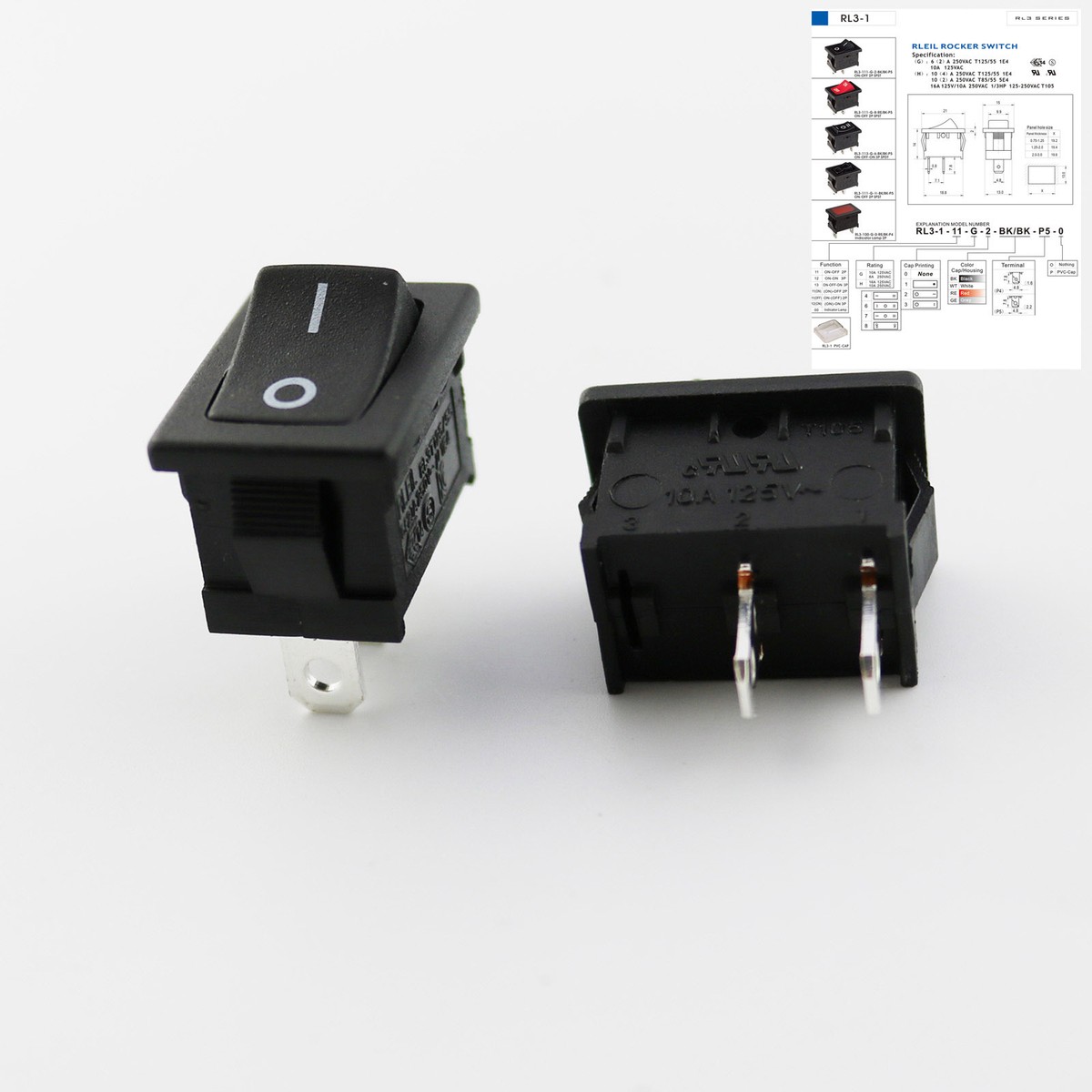 Small Rocker Switch 10-Pack Mini Black Rocker Switches (ON-OFF SPST ...