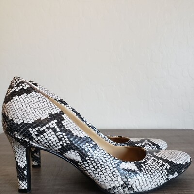Naturalizer Gray Pumps Naturalizer Evie Snake Embossed Pointed Toe