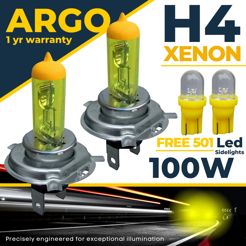 H4 100w Xenon Hid Super Yellow 501 Led Side Lights Headlight Lamps 472 Bulbs 12v