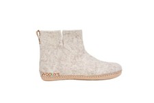 Botas de interior hechas a mano de fieltro de lana marrón claro con suela de cuero-calzado unisex