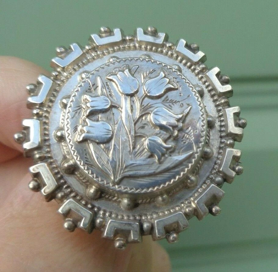 Victorian Silver Sweetheart Brooch Picture Hair Memorial Back