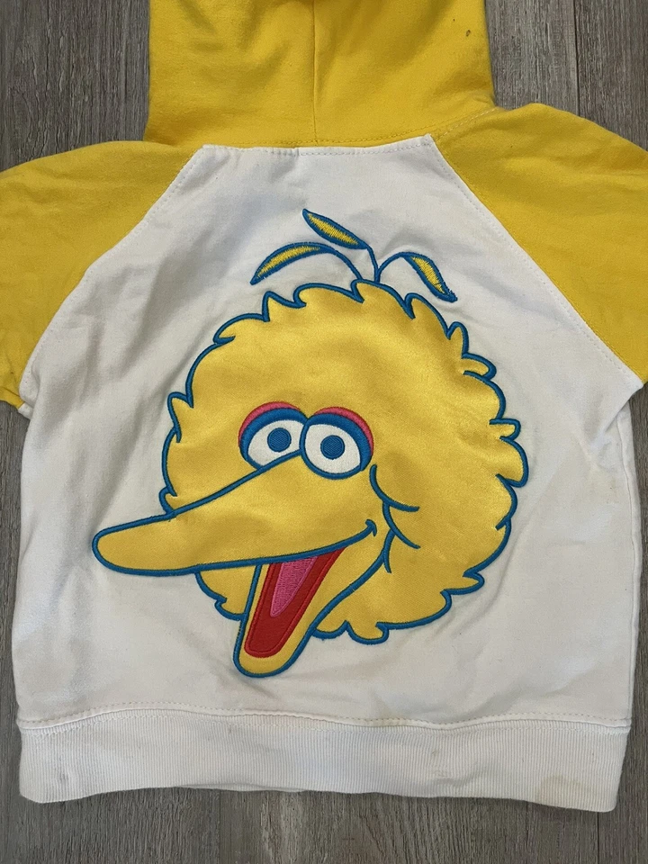 Sudadera Big Bird Plaza Sésamo Bebé Talla 18M Vintage Bordada Con Capucha Cremallera Foto 4 de 4