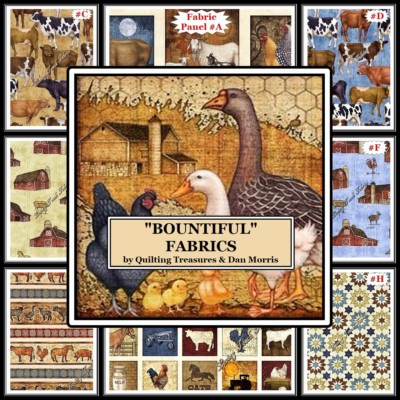 QT DAN MORRIS ''BOUNTIFUL'' FARM ANIMALS COWS HORSES BARNS FABRICS- (SELECTION)