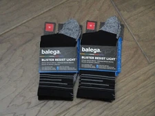 BALEGA 2-PAIRS BLISTER RESIST LIGHT BLACK MINI CREW SOCKS  SIZE MEDIUM  NEW