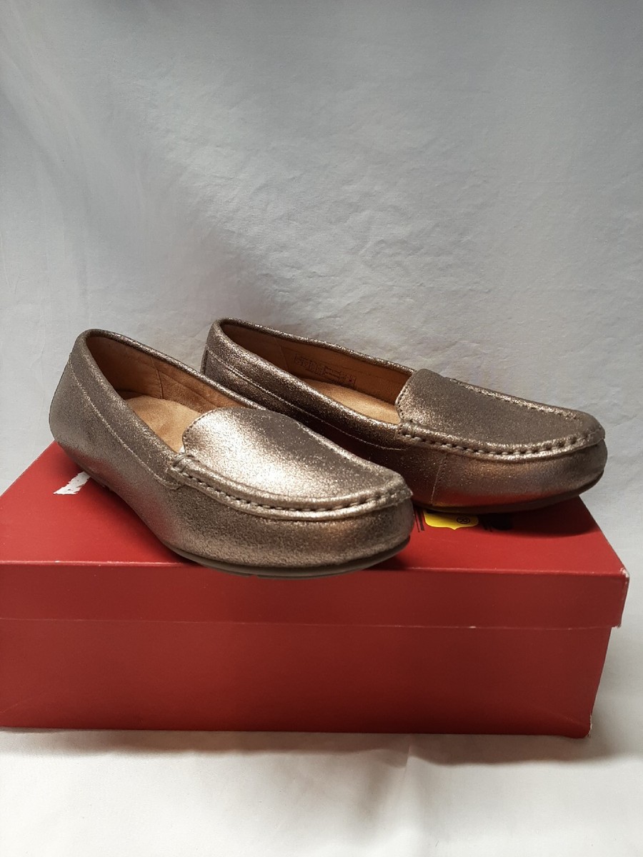 Vionic Leather Loafers Women's Sz Gold Bronze Debbie Metallic
