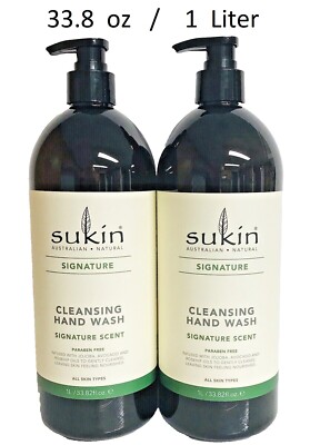 (2 Pack) Sukin ~ SIGNATURE Cleansing Hand Wash / Soap - 33.8 fl oz / 1 Liter