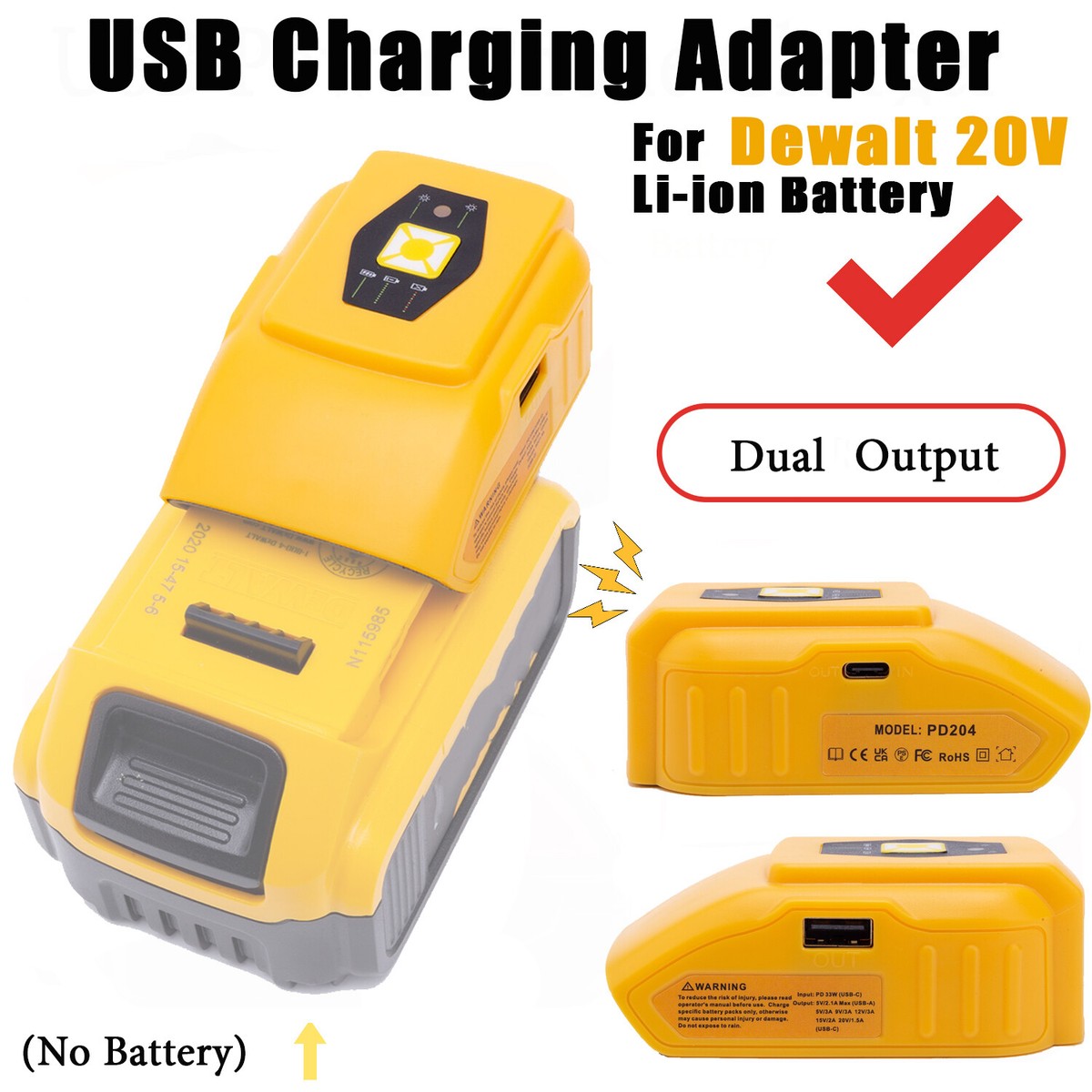 Usb Charger Adapter Usb Adapter Dewalt Battery USB Type-C Port