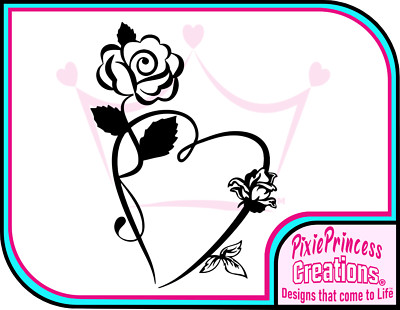 Blume C Rose Herz Vinyl Aufkleber Auto Van Poster Wand Fenster Pretty Love Decal