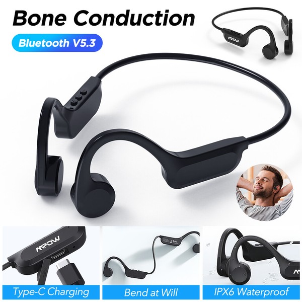 Alternate view of Mpow Waterproof Bone Conduction Headphones Wireless Bluetooth 5.3 Headset