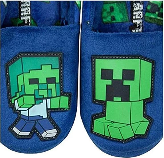 Minecraft Creeper And Zombie Steve Kids Children s Slippers Size 8