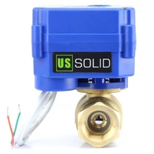 U.S. Solid Motorized Ball Valve 1in Standard Port Brass 9-24V NC Auto Return