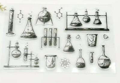 Lab science test tubes Clear Cling Stamps