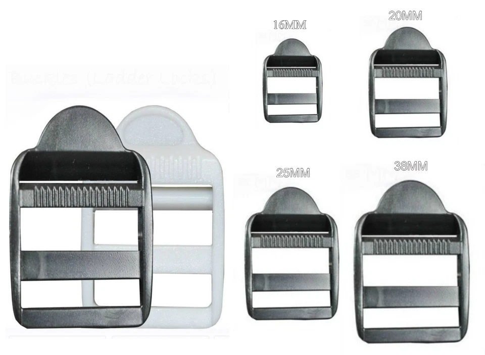 Boucles d’échelle en plastique PLL, Noir/Blanc, Sangle 16 à 38mm - Photo 1/2