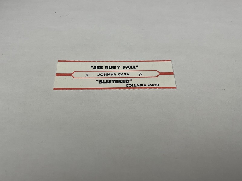 Jukebox Title Strip Johnny Cash See Ruby Fall Blistered Columbia 45020