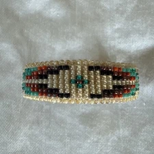 VTG Native American Beaded Ponytail Clip Hair Barrette
