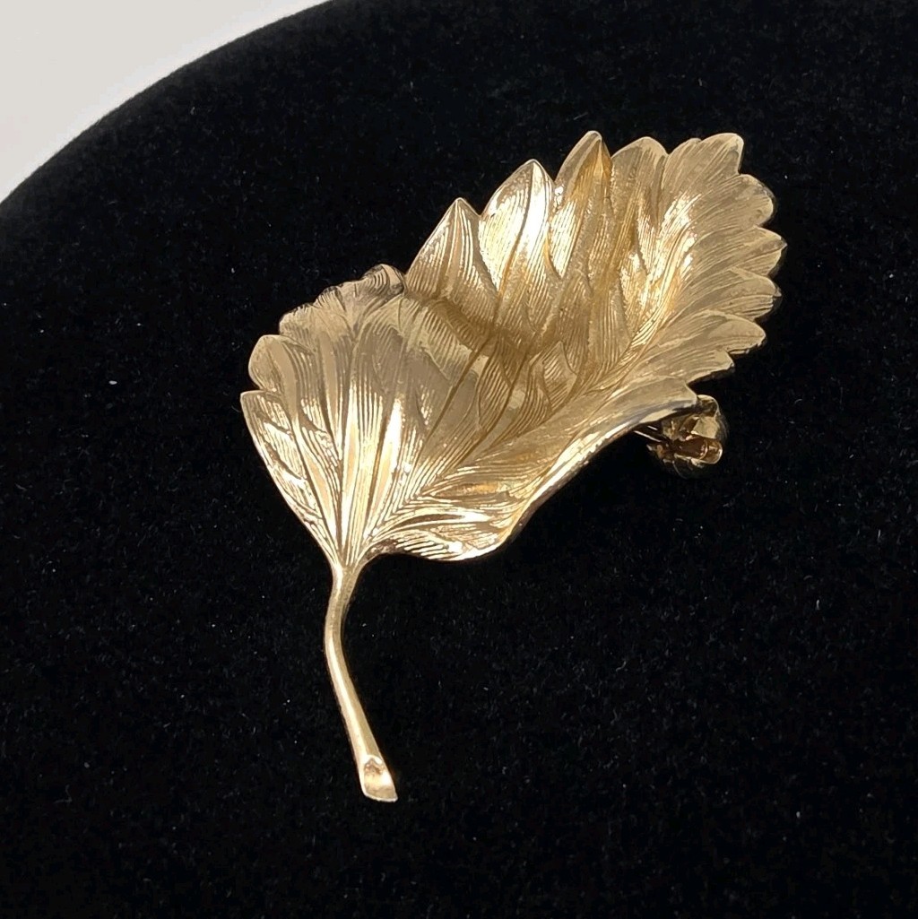 Vintage Signed 1967 Grosse Germany Dior Designer Gold Plate Leaf