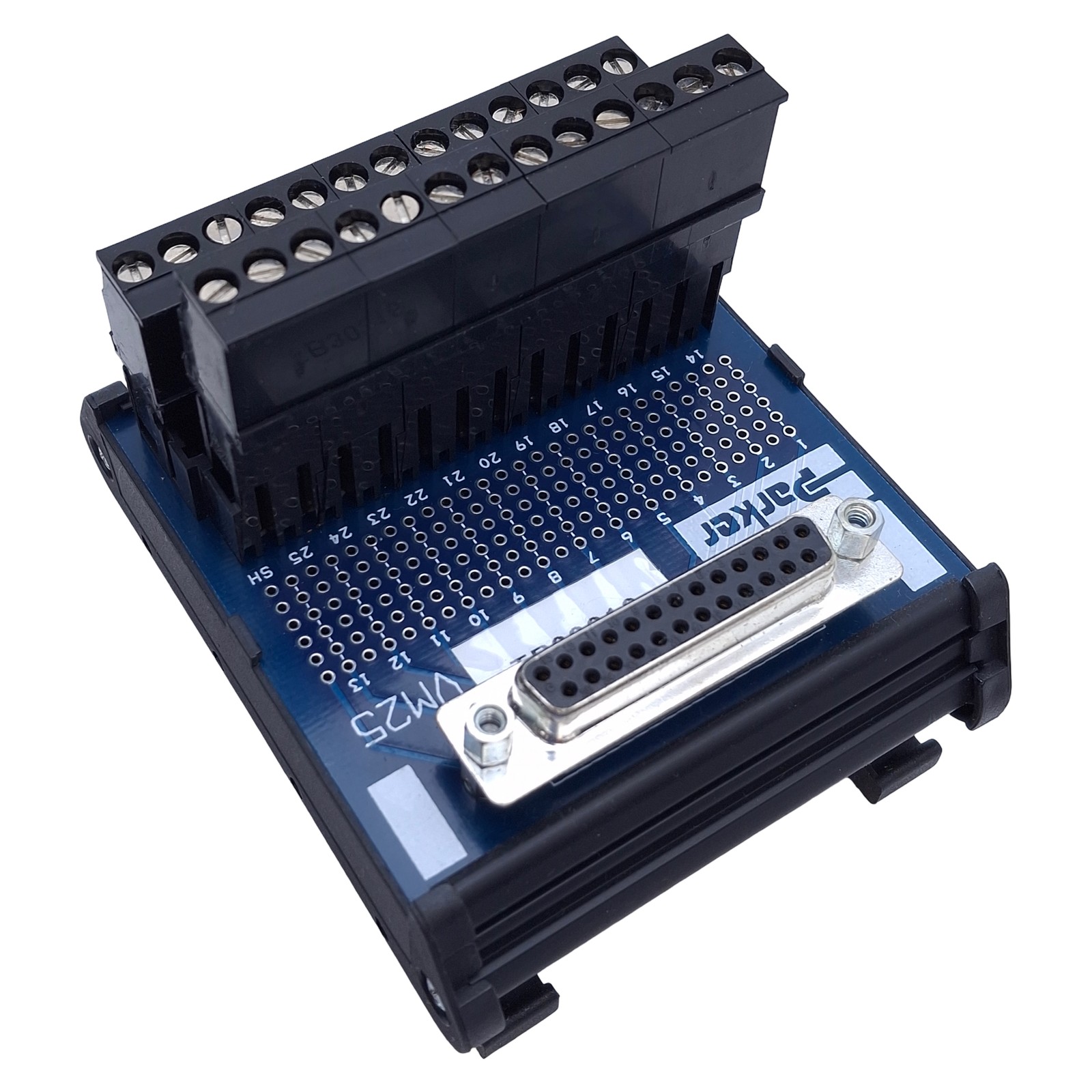 Parker VM25 PLC Breakout Board, 25-Pin D-Sub to Screw Terminals DIN Rail