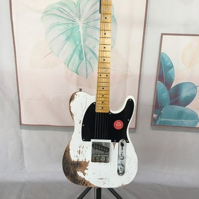 White Aged Style TL Electric Guitar 6 String S Pickup Basswood Body Maple Neck