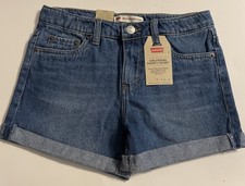 Levi  s Levi Girls Youth Denim Shorty Short Adjustable Waistband Stretch Size 10
