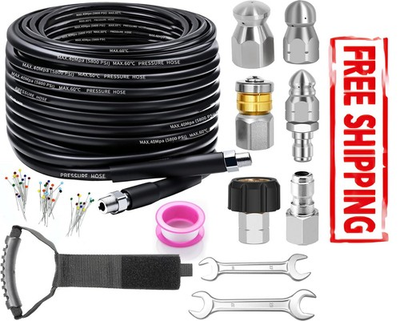 #ad Sewer Jetter Kit for Pressure Washer 100FT Drain Cleaner Hose 5800PSI with 1 4 $72.99