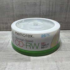 Memorex 25 Pk High Speed CD-RW Rewritable 12X 700MB 80min BLANK CD NEW SEALED 