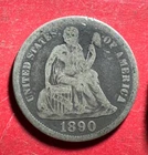 1890 US Seated LIBERTY SILVER Dime! "Philadelphia"! VG! Old US Coin!